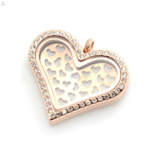 Nuevo diseño bricolaje encantos de placas de forma de corazón de oro rosa para Fit para 35mm corazón flotante Locket